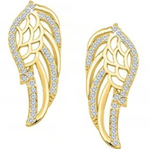 Kolczyki Srebrne 925 Skrzydła Duże z Diamentowymi Cyrkoniami dla Kobie