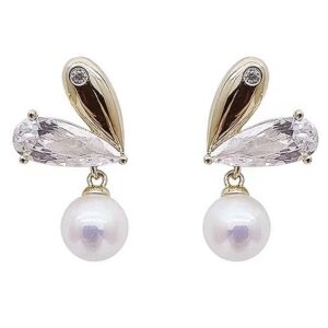 Kolczyki mankietowe z łańcuszkiem perłowym, owijane wokół ucha, kwiaty różane dla kobiet i dziewcząt