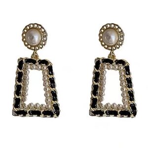 Eleganckie kolczyki asymetryczne z kryształkami i łańcuszkiem dla kobiet i dziewcząt