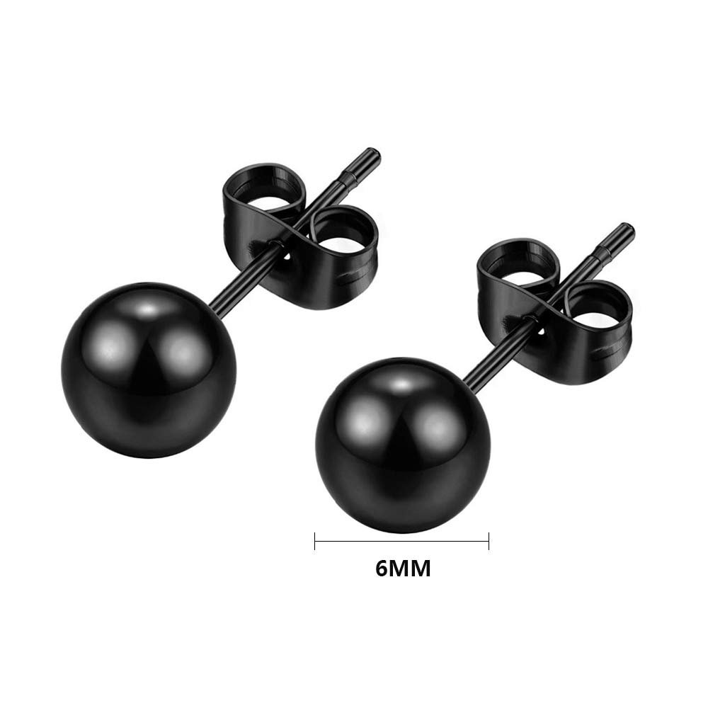 Fu You Zestaw 6 par kolczyków ze stali nierdzewnej z krzyżem dla mężcz - obrazek 5