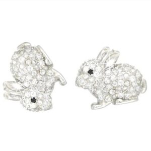 Srebrne kolczyki sztyfty z cyrkoniami - urocze króliczki dla kobiet i dziewcząt