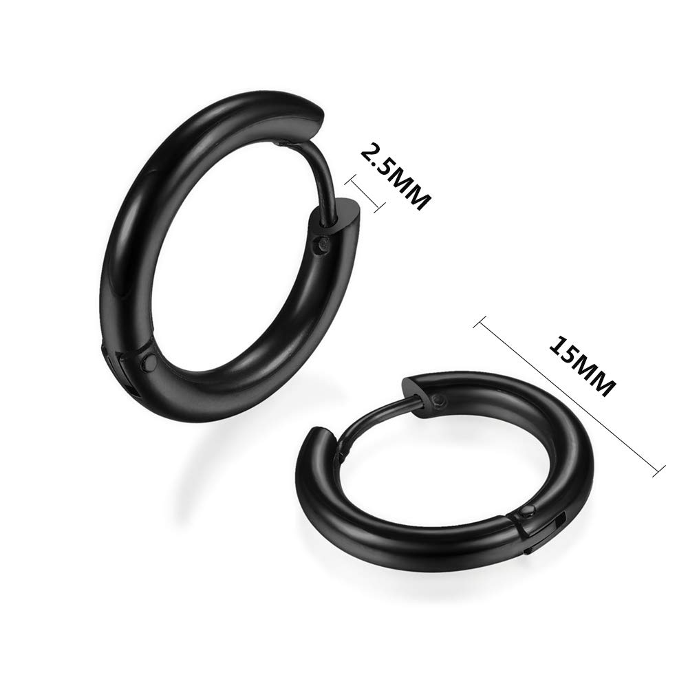 Fu You Zestaw 6 par kolczyków ze stali nierdzewnej z krzyżem dla mężcz - obrazek 2