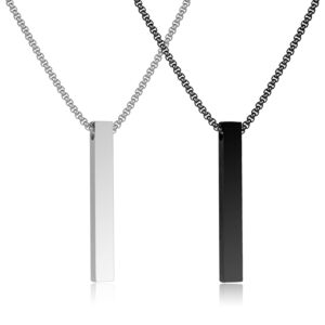 JKJF 2 sztuki wisiorków w kształcie prostopadłościanu ze stali nierdzewnej prostokątna płytka wisiorek łańcuszek na szyję dla mężczyzn i kobiet srebrny czarny