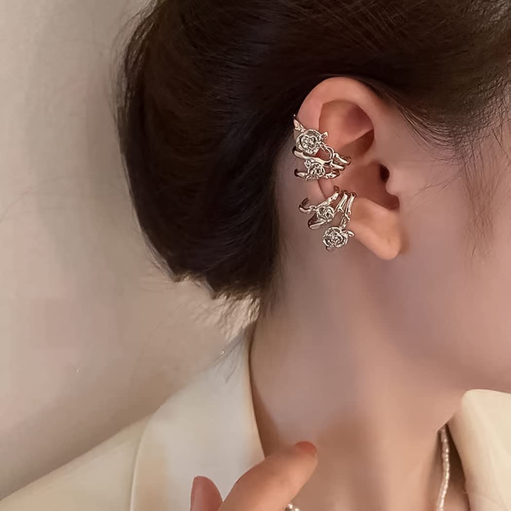 Francuski retro Cool Wind Rose Earbone Clip - prosty klips do uszu podkreślający temperament - obrazek 2