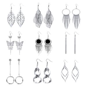 Zestaw 9 modnych kolczyków damskich w kształcie motyla i fal - idealny prezent na Walentynki!