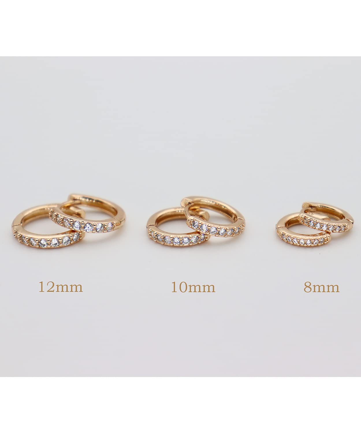 14-karatowe pozłacane kolczyki Huggie z cyrkoniami sześciennymi - zestaw kolczyków do chrząstki z srebra wysokiej próby - obrazek 6