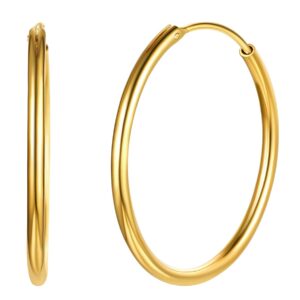 Eleganckie i hipoalergiczne kolczyki kreole Silvora z polerowanego srebra i 18K złota - idealny prezent dla kobiet i dziewcząt