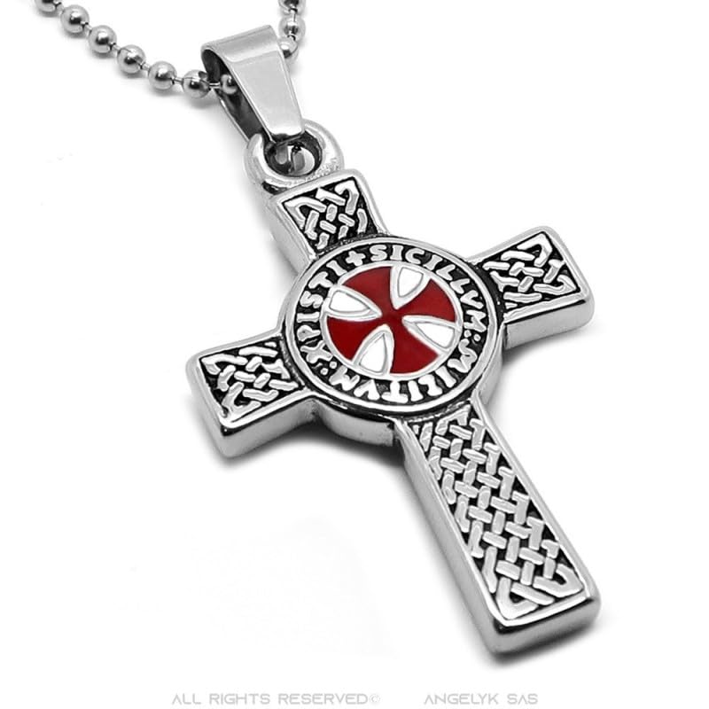 BOBIJOO JEWELRY - Pendentif Collier Devise Templier Croix Latine Patté - obrazek 5