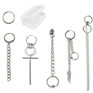 BTS, kolczyki w kształcie kropli, łańcuszek z łańcuszkiem, stal tytano