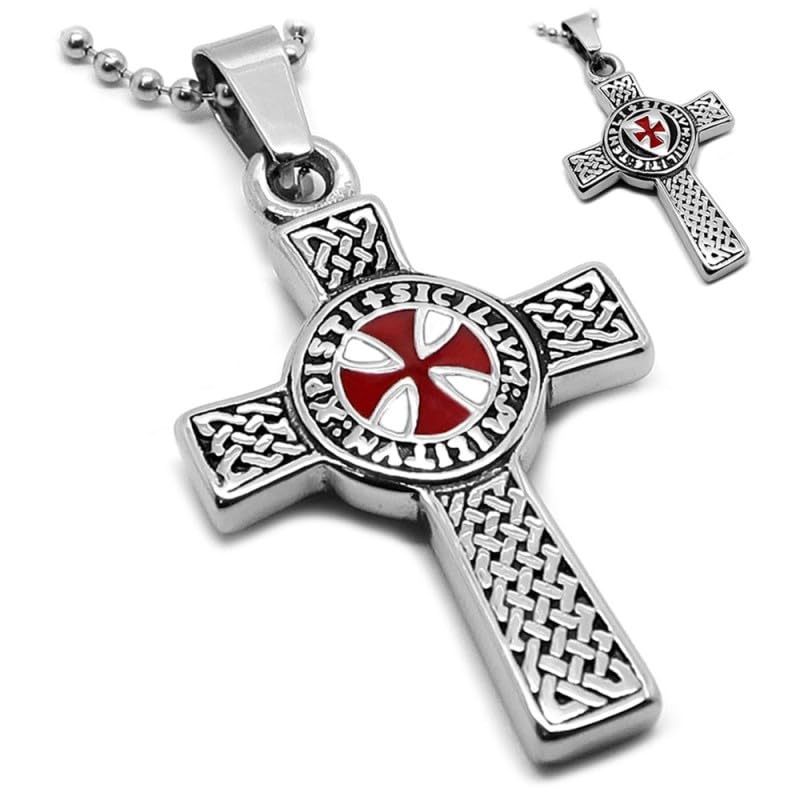 BOBIJOO JEWELRY - Pendentif Collier Devise Templier Croix Latine Patté