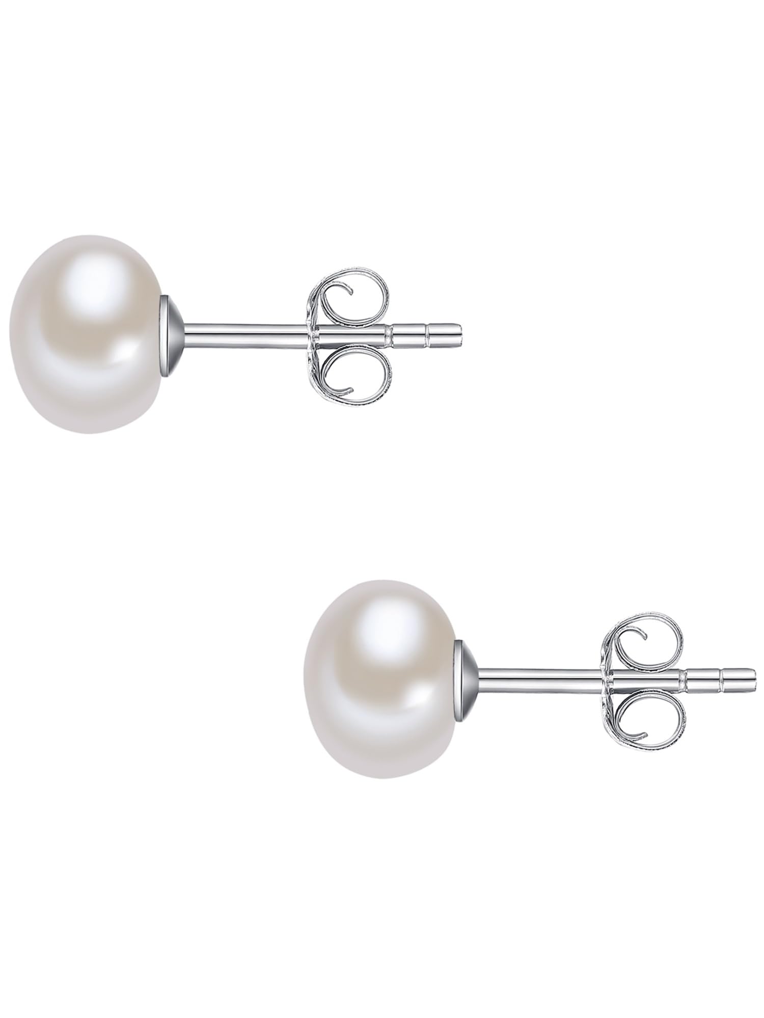 Eleganckie Kolczyki Damskie z Słodkowodnymi Perłami Valero Pearls - 7 mm, Biała Przypinka, Srebro 925 - obrazek 4