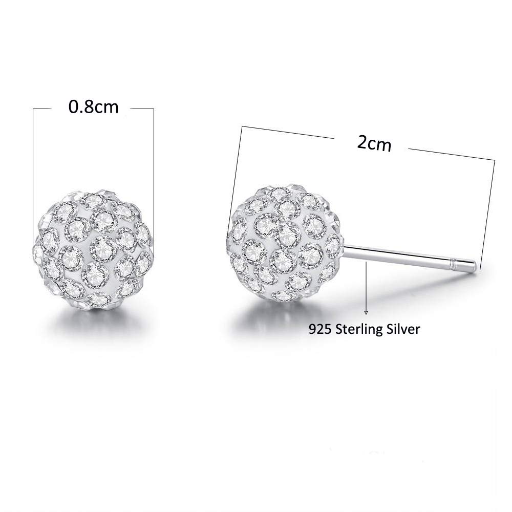 4 pary kolczyków ze srebra wysokiej próby 925, błyszczące, kryształowe - obrazek 7