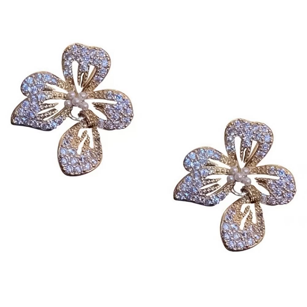 Eleganckie kolczyki z kroplą francuską i kwiatem kamelii z zawieszką perły dla dziewcząt i kobiet