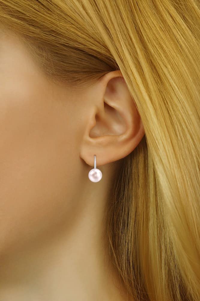 Eleganckie kolczyki damskie ze srebra 925 z perłami Swarovskiego - białe, czarne lub różowe - obrazek 5