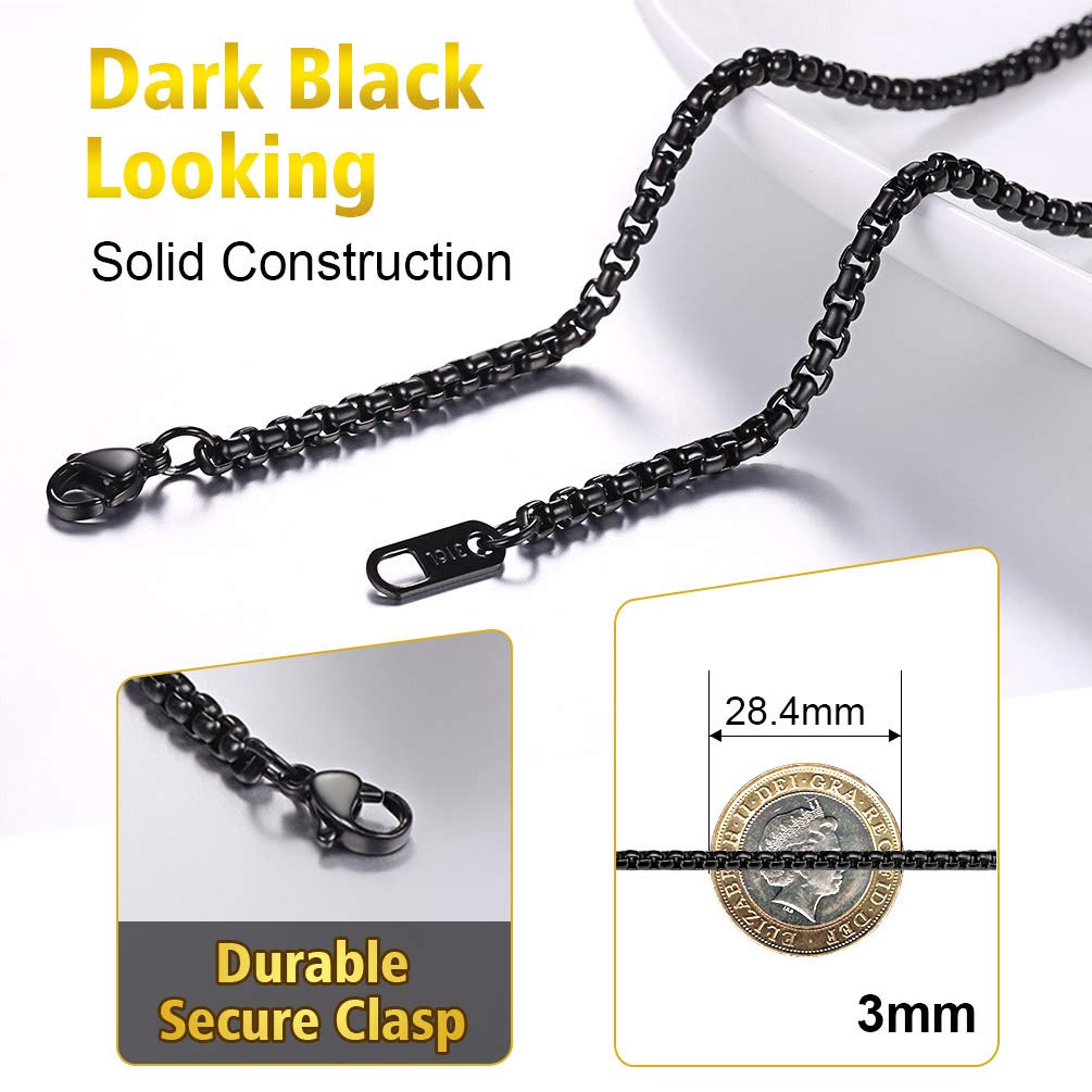 PROSTEEL Męski łańcuszek 3 mm, z zapięciem na karabińczyk, stal nierdz - obrazek 5