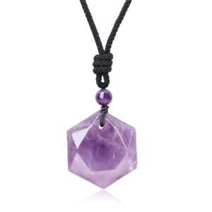 COAI Regulowany nylonowy sznurek ametyst kryształ kwarc naszyjnik wisi
