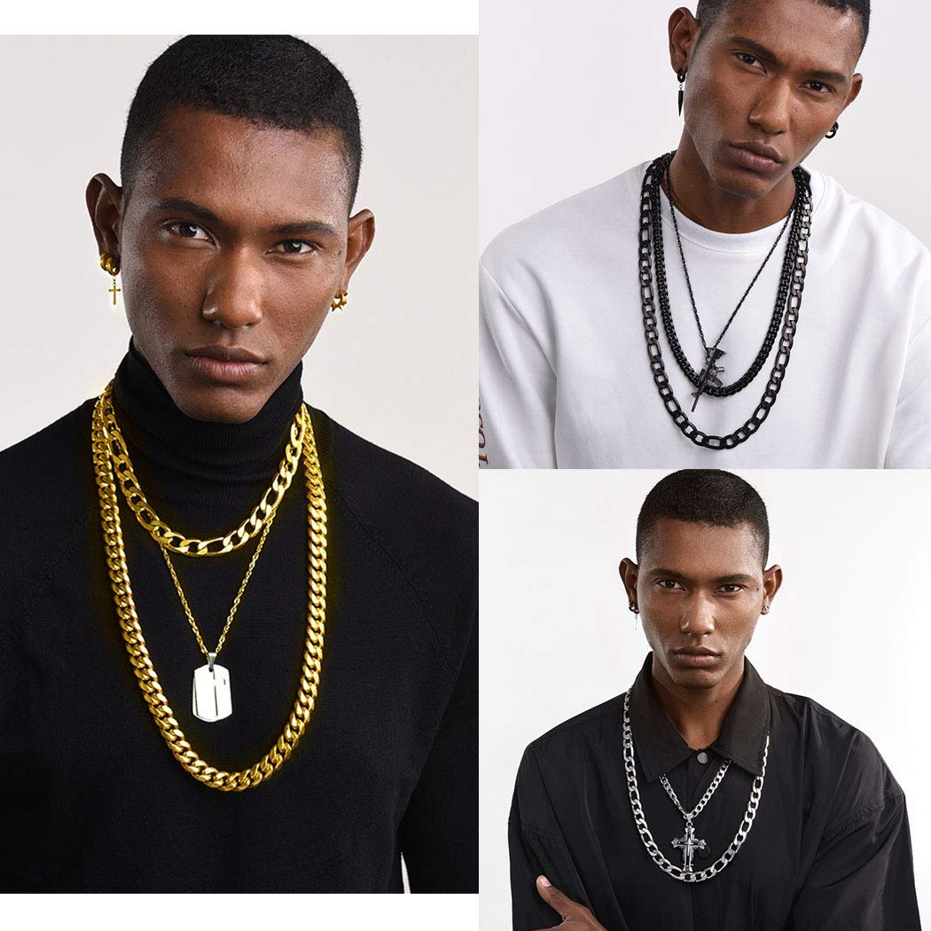 Prosteel Męski naszyjnik klasyczny łańcuszek Figaro 5/6/7/10 mm szerok - obrazek 2