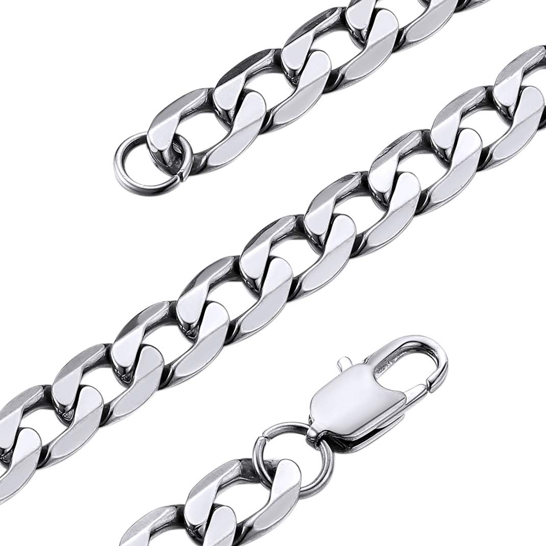 GOLDCHIC JEWELRY Płaski kubański łańcuszek naszyjnik 4 mm/6 mm/9 mm stal nierdzewna 316L dla mężczyzn i kobiet biżuteria hip-hopowa 36 46 51 55 61 66 71 76 cm
