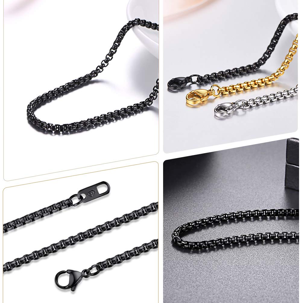 PROSTEEL Męski łańcuszek 3 mm, z zapięciem na karabińczyk, stal nierdz - obrazek 3