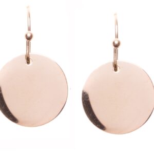 Kolczyki Damskie z Płytkami w Kolorze Różowego Złota | Małe Kolczyki Wiszące z Okrągłym Dyskiem | Stal Nierdzewna | Bez Kamienia