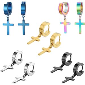 5 par kolczyków krzyżowych, kolczyki krzyżowe, kolczyki ze stali nierd