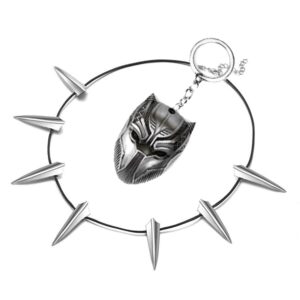 Naszyjnik Black Panther na Cosplay dla mężczyzn i chłopców - Wakanda King T’Challa, stali nierdzewnej z czarnym brelokiem do kluczy pantera