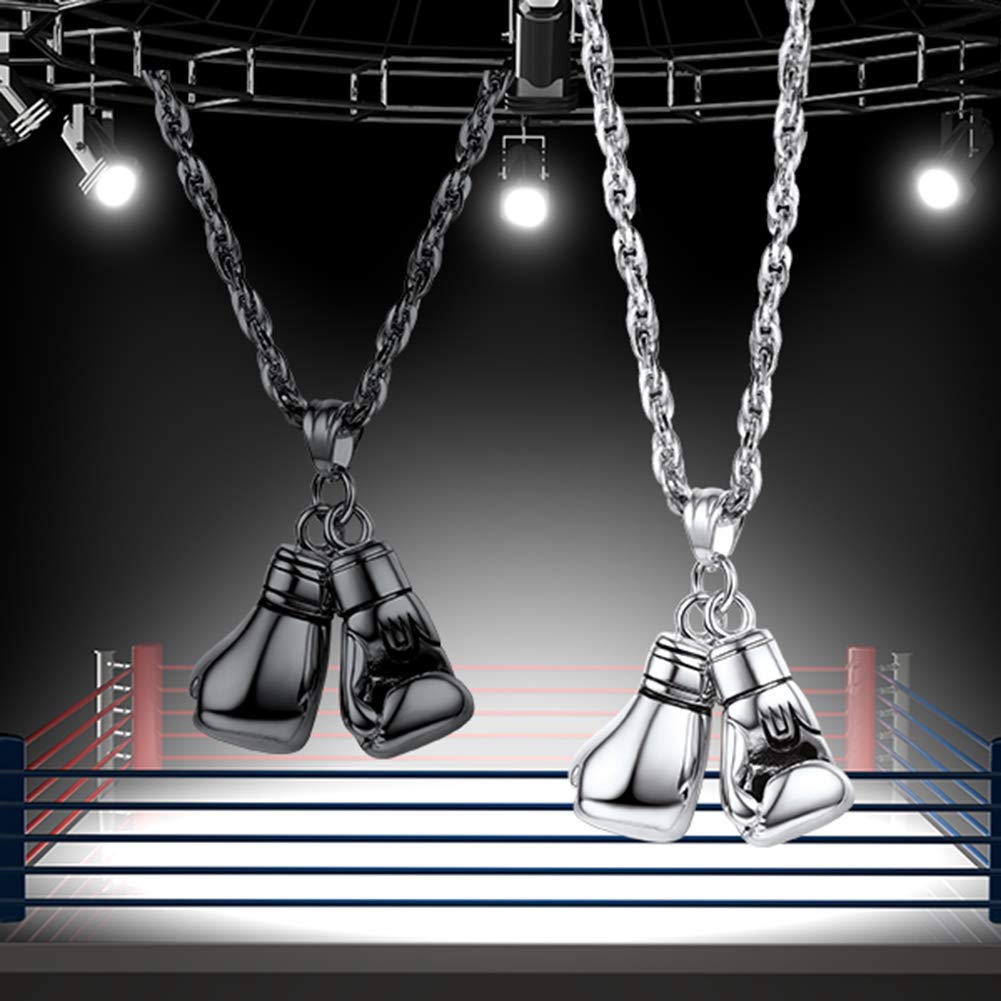 PROSTEEL Męski naszyjnik z rękawicą bokserską, rozmiar L/S, z łańcuszk - obrazek 5
