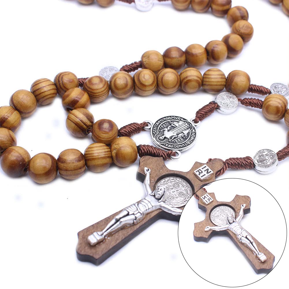 Drewniane koraliki różańcowe - ręcznie robiony katolicki różaniec dla mężczyzn i kobiet - obrazek 3