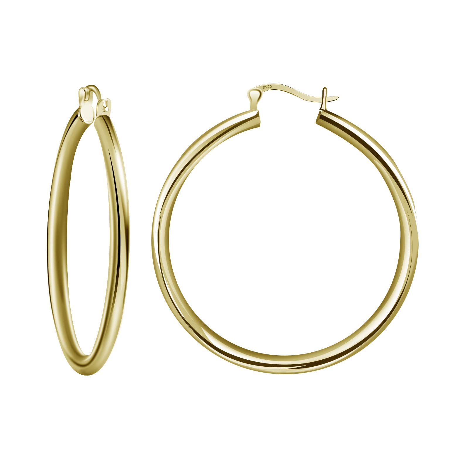 Yxyaolee 925 Sterling Silver Kobiece Kolczyki Hipoalergiczne Złote Kobiece Kolczyki Średnica 25/35/45/60mm