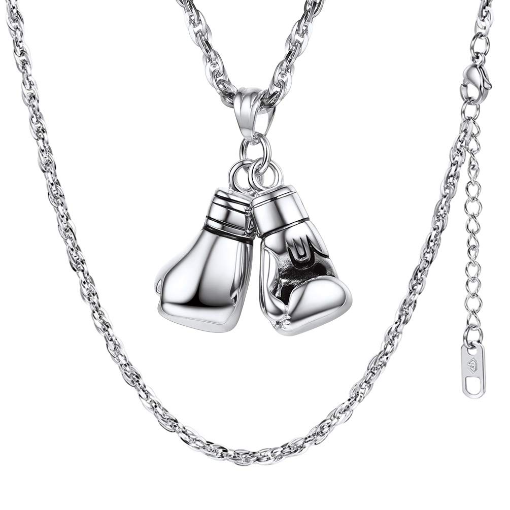 PROSTEEL Męski naszyjnik z rękawicą bokserską, rozmiar L/S, z łańcuszk