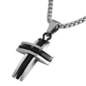 DonDon Męski łańcuszek na szyję z zawieszką w kształcie krzyża z zakrz