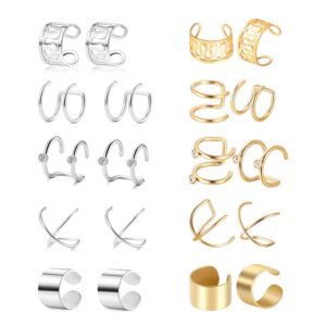 Mankiety do uszu Helix bez przekłuwania - 20 sztuk w różowym złocie, 5 stylów