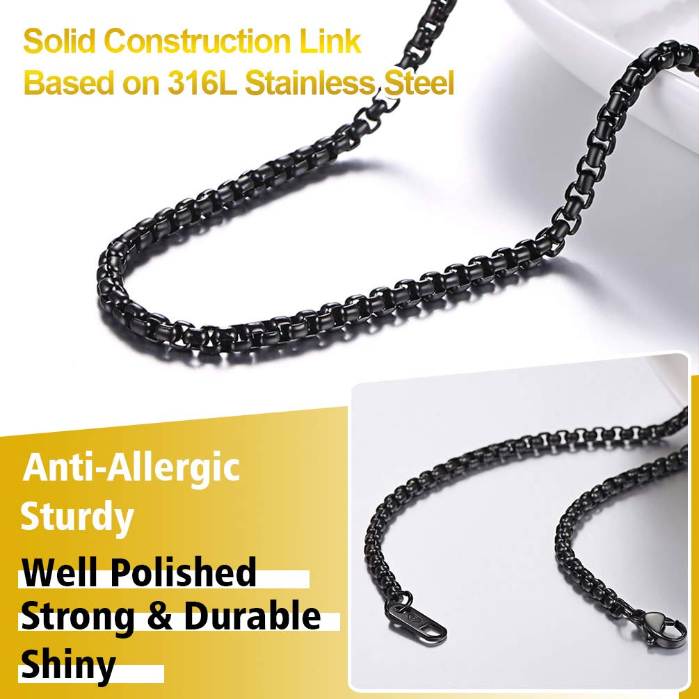 PROSTEEL Męski łańcuszek 3 mm, z zapięciem na karabińczyk, stal nierdz - obrazek 7