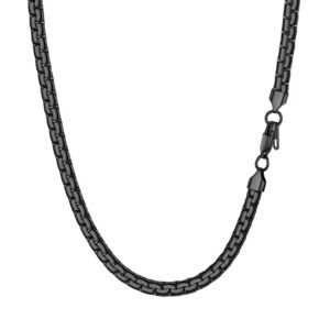 PROSTEEL Męski naszyjnik z łańcuszkiem pszenicy 6 mm czarny/stal nierdzewna 316L / pozłacany 18/20/22/24/66/28/70 cali (z pudełkiem na prezent)