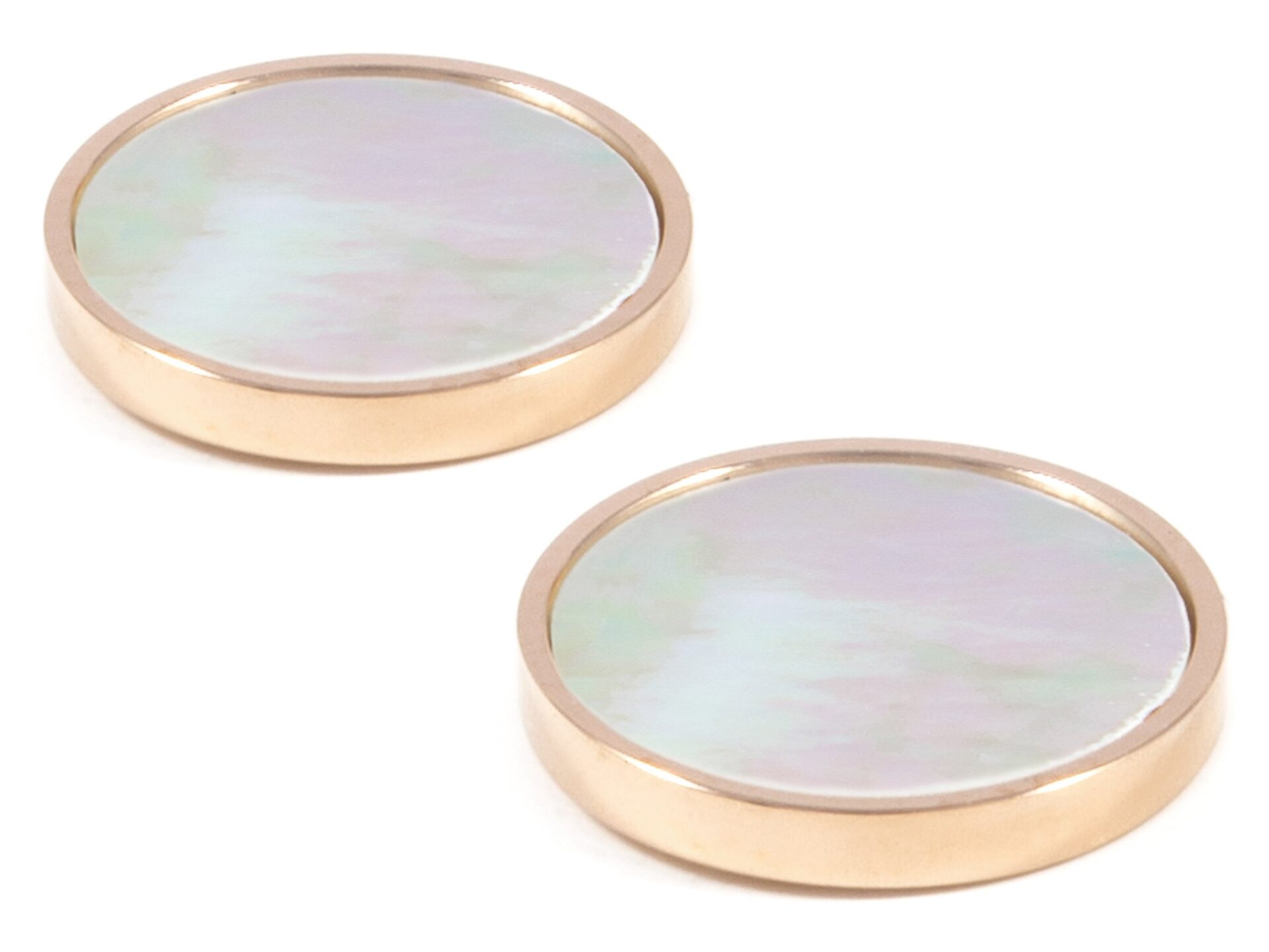 Eleganckie kolczyki damskie w kolorze różowego złota z masy perłowej - biżuteria ze stali nierdzewnej - obrazek 5