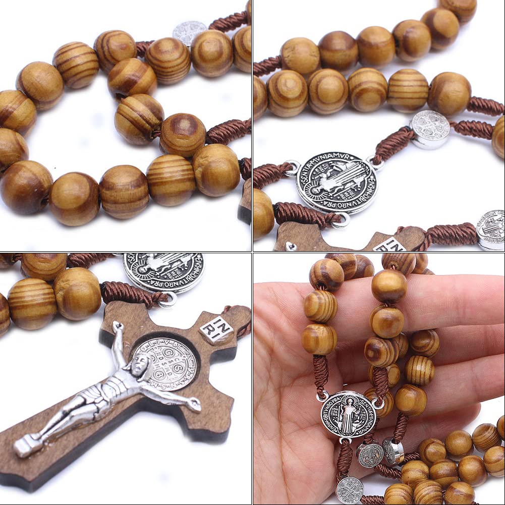 Drewniane koraliki różańcowe - ręcznie robiony katolicki różaniec dla mężczyzn i kobiet - obrazek 6
