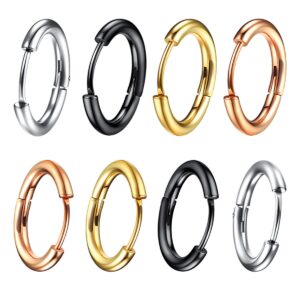 Zestaw kolczyków ze stali nierdzewnej: srebrny, czarny, złoty, różowe złoto - różne rozmiary dla kobiet i mężczyzn
