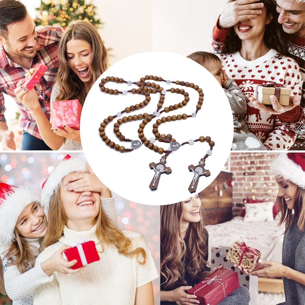 Drewniane koraliki różańcowe - ręcznie robiony katolicki różaniec dla mężczyzn i kobiet - obrazek 2