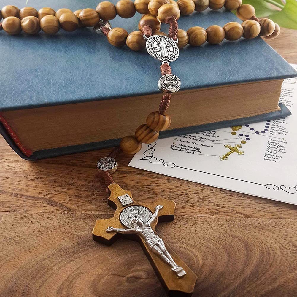 Drewniane koraliki różańcowe - ręcznie robiony katolicki różaniec dla mężczyzn i kobiet - obrazek 4