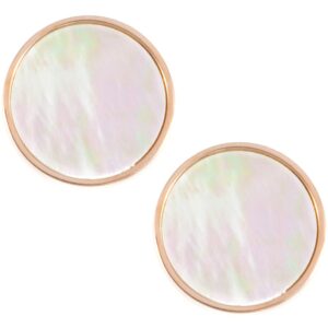 Eleganckie kolczyki damskie w kolorze różowego złota z masy perłowej - biżuteria ze stali nierdzewnej