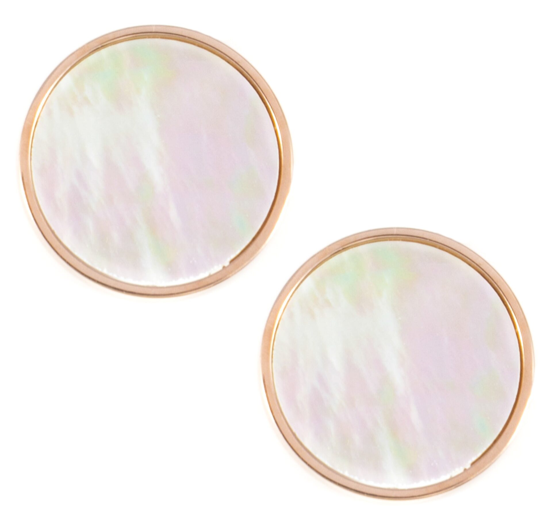 Eleganckie kolczyki damskie w kolorze różowego złota z masy perłowej - biżuteria ze stali nierdzewnej