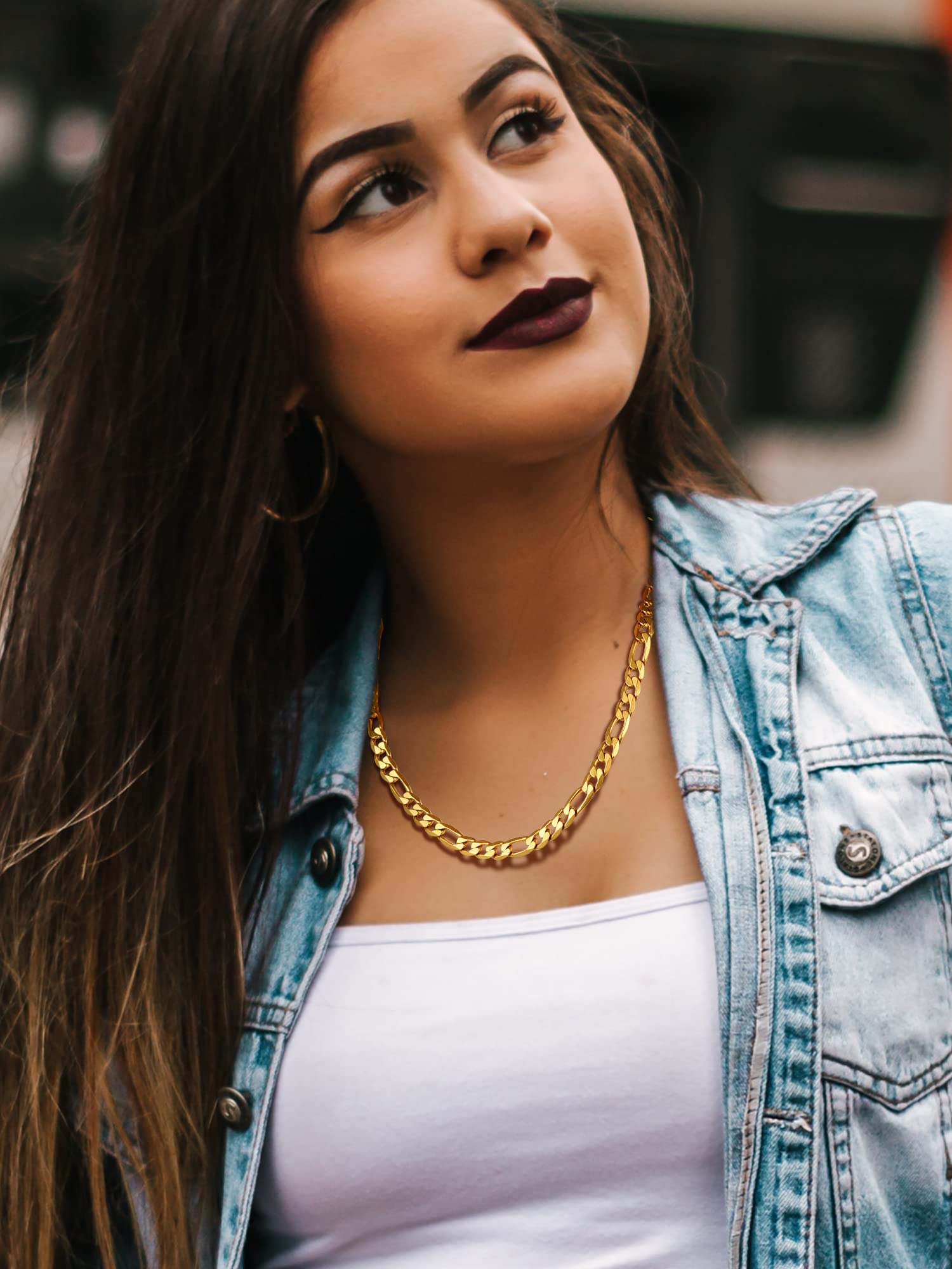 Prosteel Męski naszyjnik klasyczny łańcuszek Figaro 5/6/7/10 mm szerok - obrazek 8