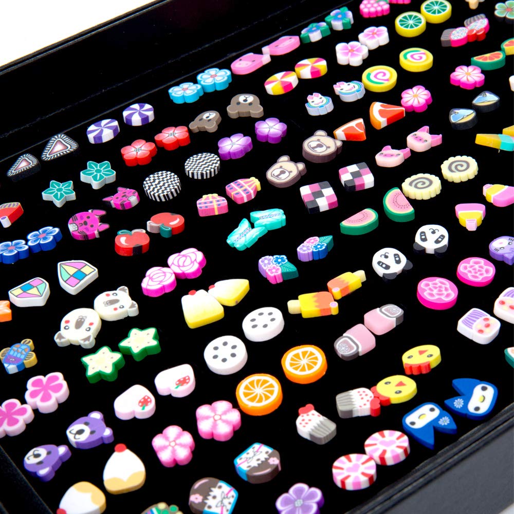 Zestaw 100 par hipoalergicznych kolczyków XiYee - ręcznie robione, mieszane kolory, urocze motywy dla dziewcząt - obrazek 8