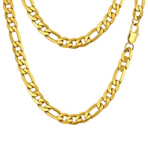 Prosteel Męski naszyjnik klasyczny łańcuszek Figaro 5/6/7/10 mm szerok