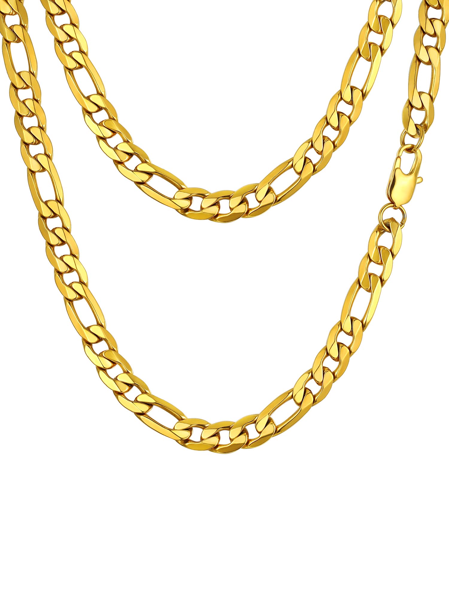 Prosteel Męski naszyjnik klasyczny łańcuszek Figaro 5/6/7/10 mm szerok