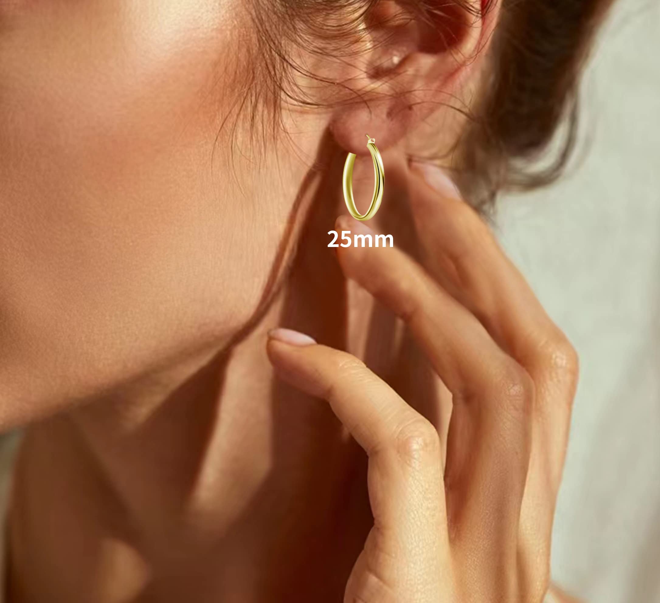 Yxyaolee 925 Sterling Silver Kobiece Kolczyki Hipoalergiczne Złote Kobiece Kolczyki Średnica 25/35/45/60mm - obrazek 5