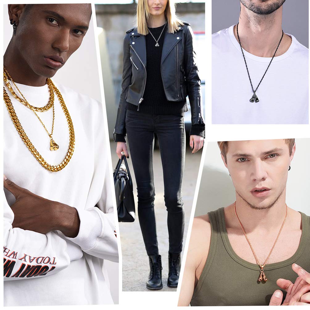 PROSTEEL Męski naszyjnik z rękawicą bokserską, rozmiar L/S, z łańcuszk - obrazek 6