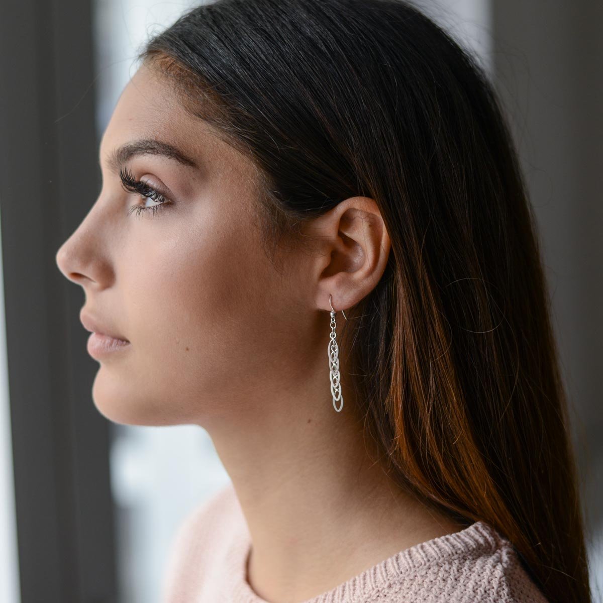 Eleganckie kolczyki długie krople z srebra 925 - biżuteria do uszu w pudełku #SO-33 - obrazek 5