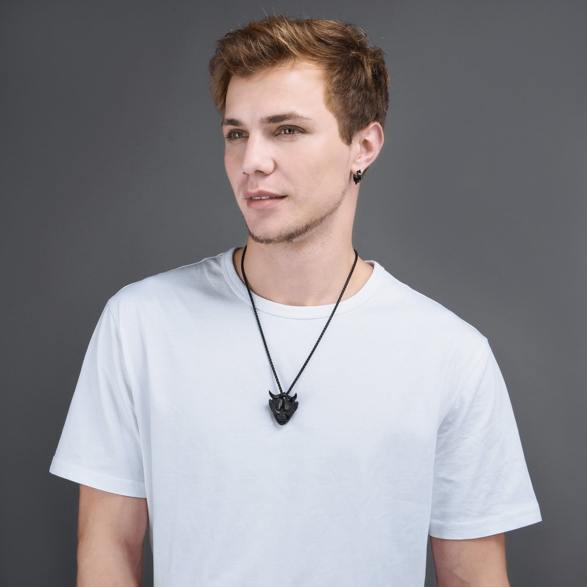 U7 naszyjnik / bransoletka diabelska czaszka punk dostępny spersonalizowany tekst złoty/czarny platerowany/stal nierdzewna/srebro 925 biżuteria na Halloween pudełko upominkowe - obrazek 6