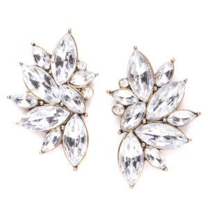 Duże srebrne kolczyki Statement z kamieniami stras - modna biżuteria bez niklu